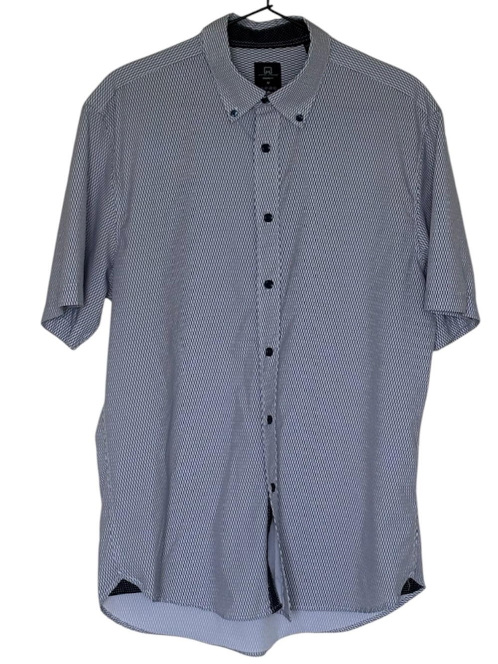 Men's Michael Strahan Short Sleeve Button-Down Shirt - Gray/White Micro-Pattern